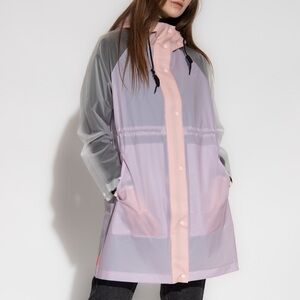 Hunter Faded Rose and White Hooded Transparent Parka